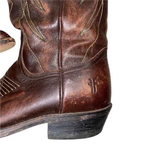 FRYE Cowboy Boots Chestnut Brown Size 8 M - Picture 10 of 16